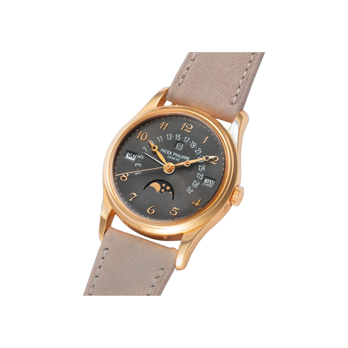 Patek Philippe Retrograde 5050J-023 Yellow Gold Perpetual Calendar Moon Phases 35mm Gray Sunburst Dial Ladies Watch – additional product photo 2