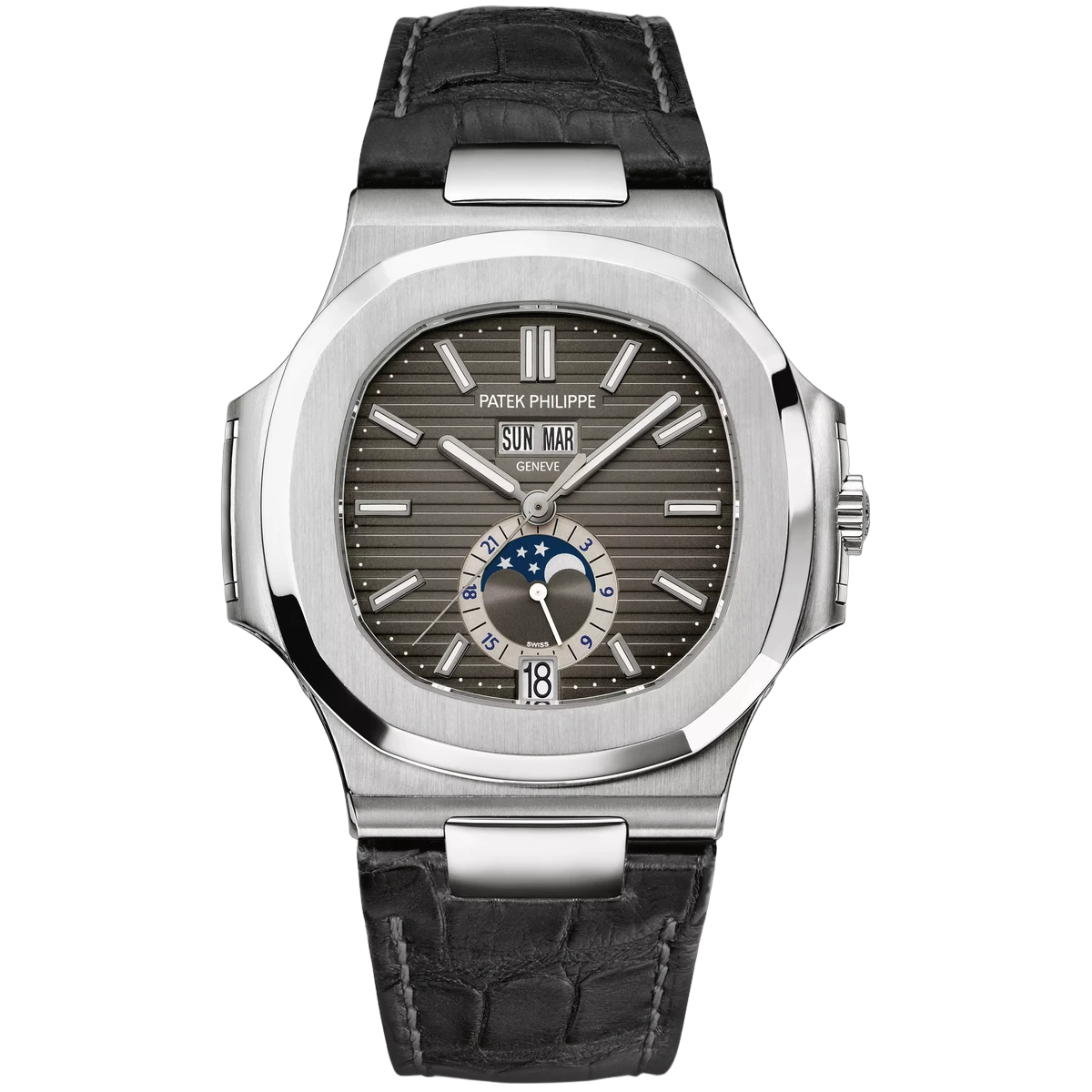 Patek Philippe Nautilus 5726A-001 Black Gradient 40.5Mm Stainless Steel Black Leather Straps Men's Watch
