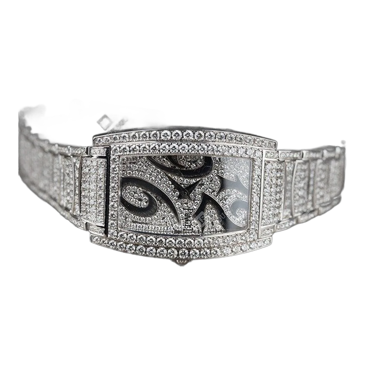 Piaget Limelight Tonneau With Diamond Bezel White Gold On Bracelet With Silver Pave Diamond Dial Ref. Goa30057