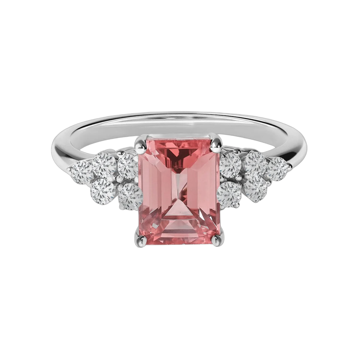PINK TOURMALINE OCTAGONAL RING-F-G/VS 3.30 CTS- R28R,Total Wt -4.65gm