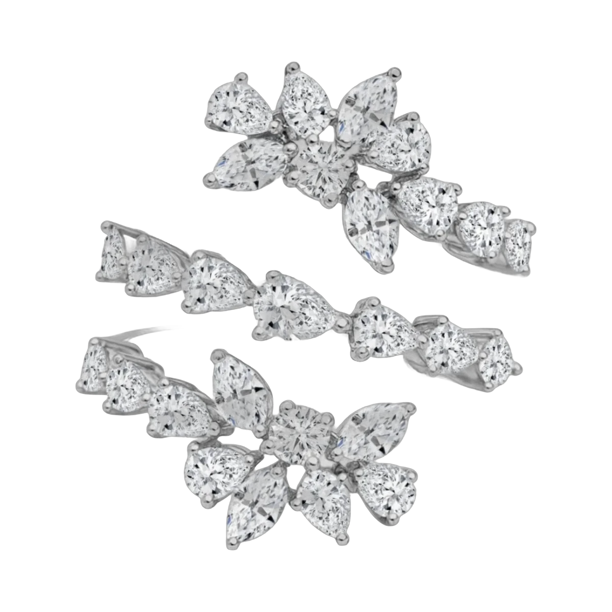 Pear, Marquise & Round Ring -2.43 CTS,1045R,HRD,G-H/VVS-VS,Total Weight- 6.42gm