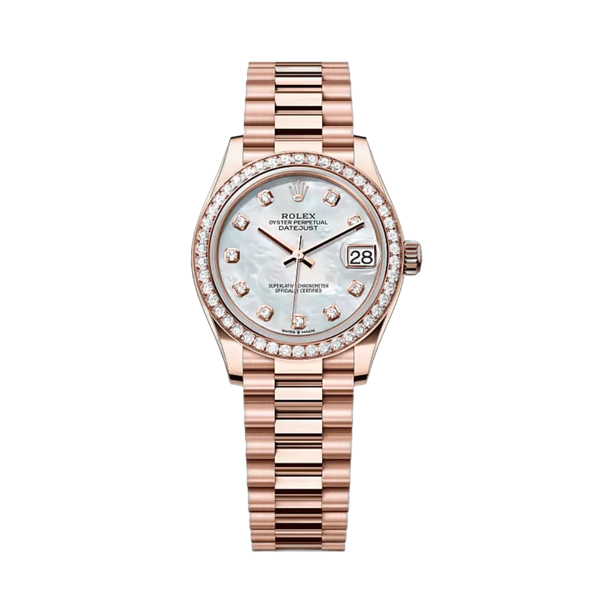 劳力士 Datejust 278285RBR-0005 永恒玫瑰金白色 MOP 表盘 31 毫米女士手表
