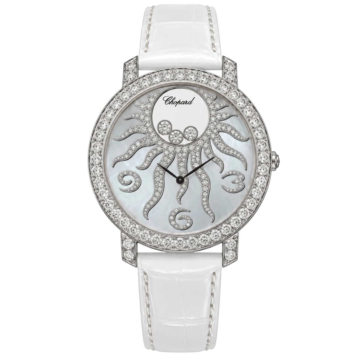 Chopard Happy Sun Happy Diamonds 40Mm 18K White Gold Ladies Watch 207470-1001