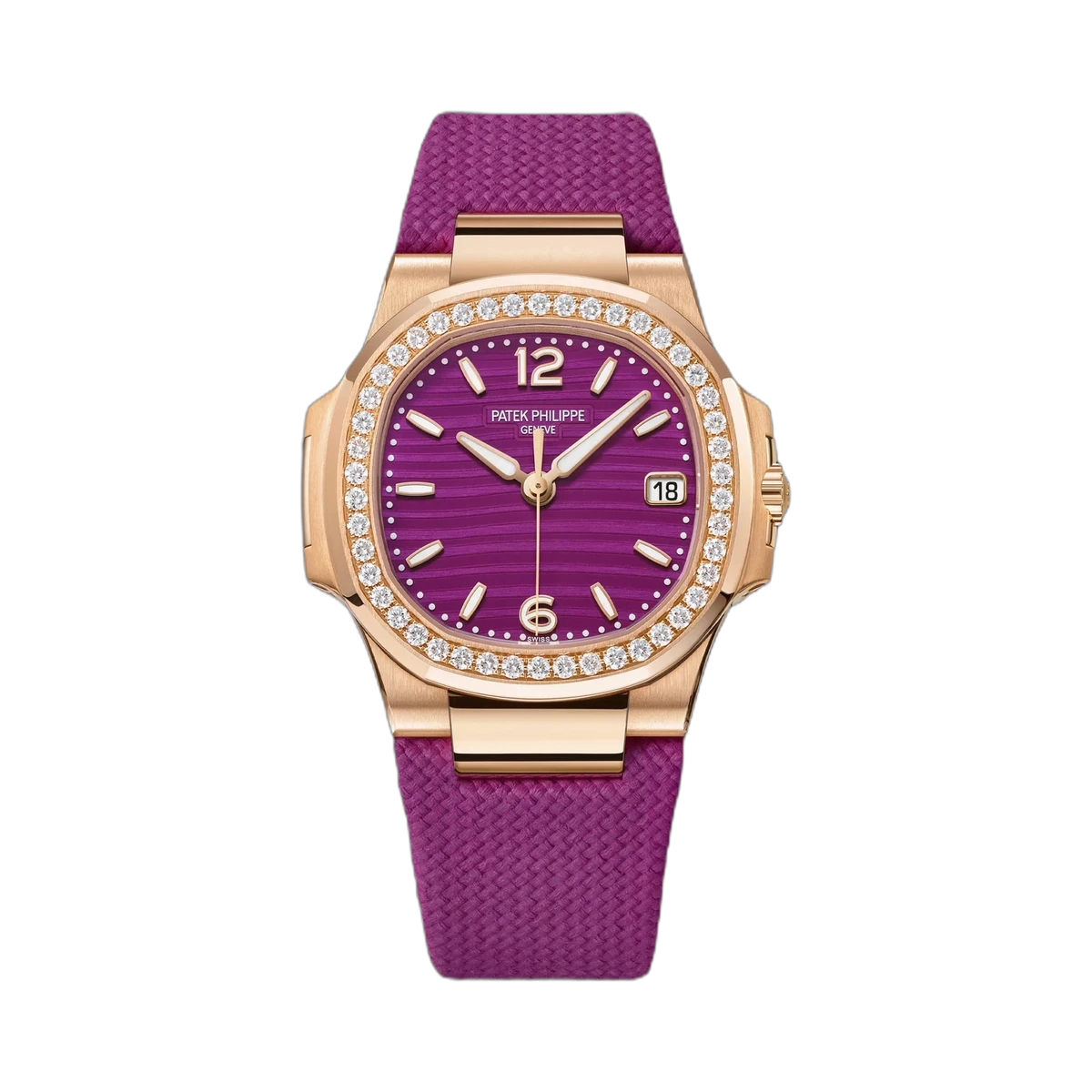 Patek Philippe Nautilus 7010R-013 Quartz Diamond Lacquered Purple Dial