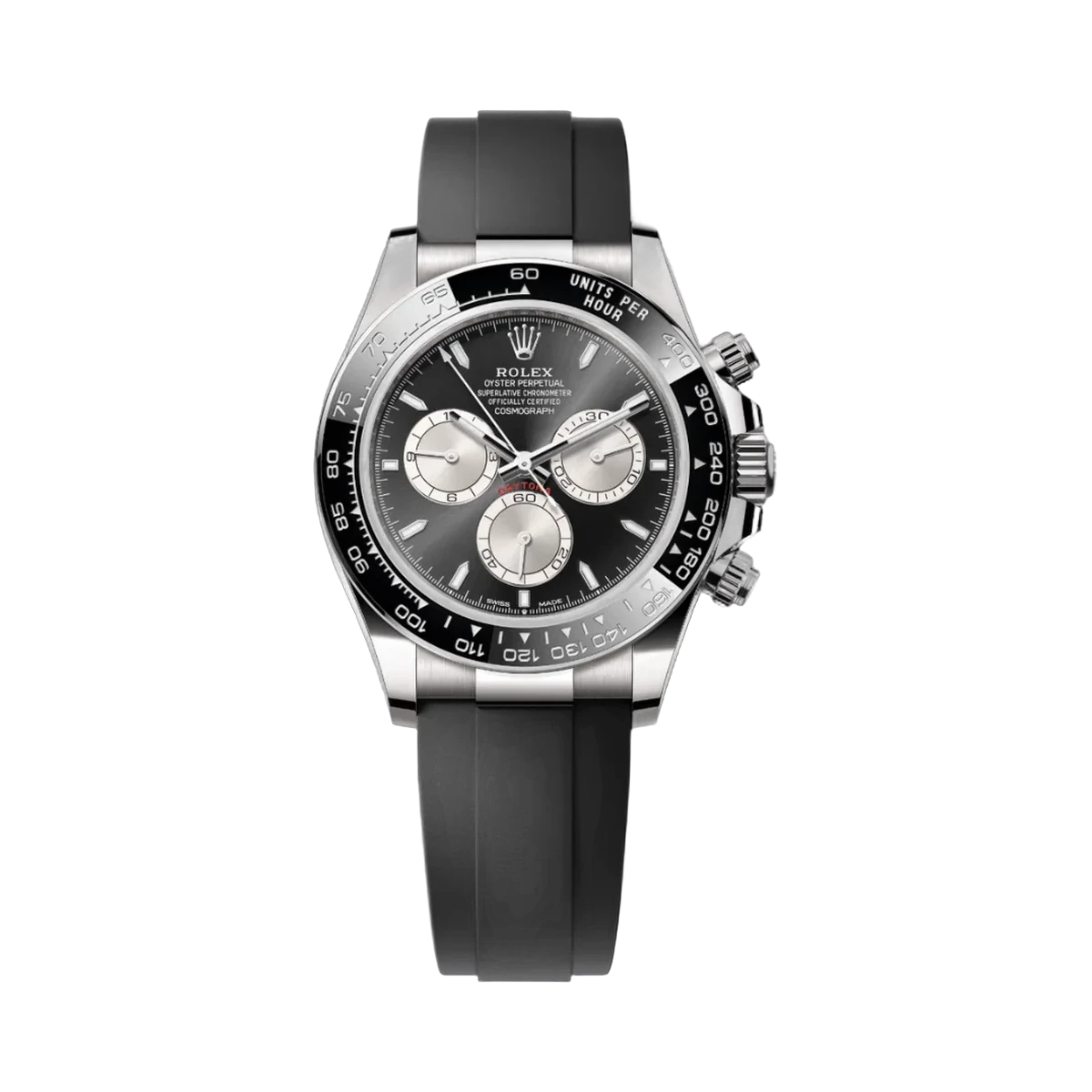 Rolex Cosmograph Daytona 126519lN-0002 White Gold Ceremic Bezel Black Rubber Strap Black Dial