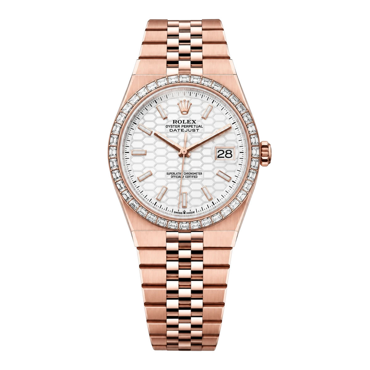 Rolex Land-Dweller 127385TBR-0003 Everose Gold 40mm White Honeycomb-motif Dial Men's Watch