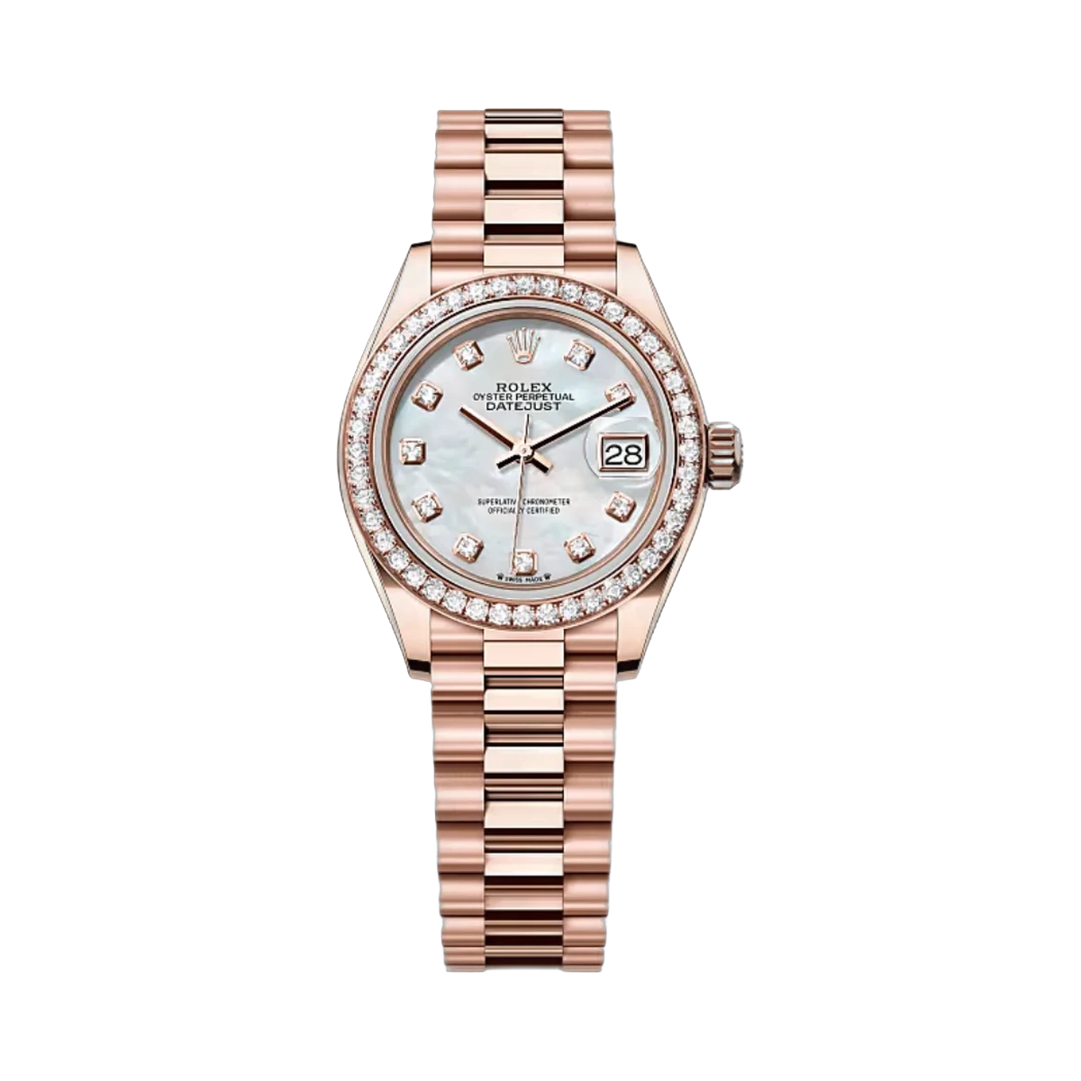 劳力士 Lady-Datejust 279135RBR-0010 永恒玫瑰金 MOP 表盘 28 毫米女士手表