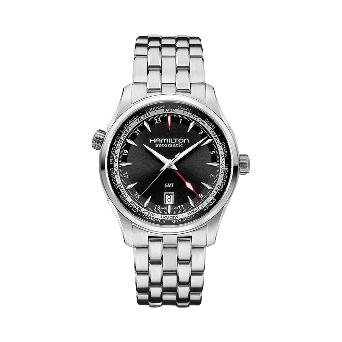 Hamilton Jazzmaster GMT H32695131 Stainless Steel 42mm Black Dial Men's Watch