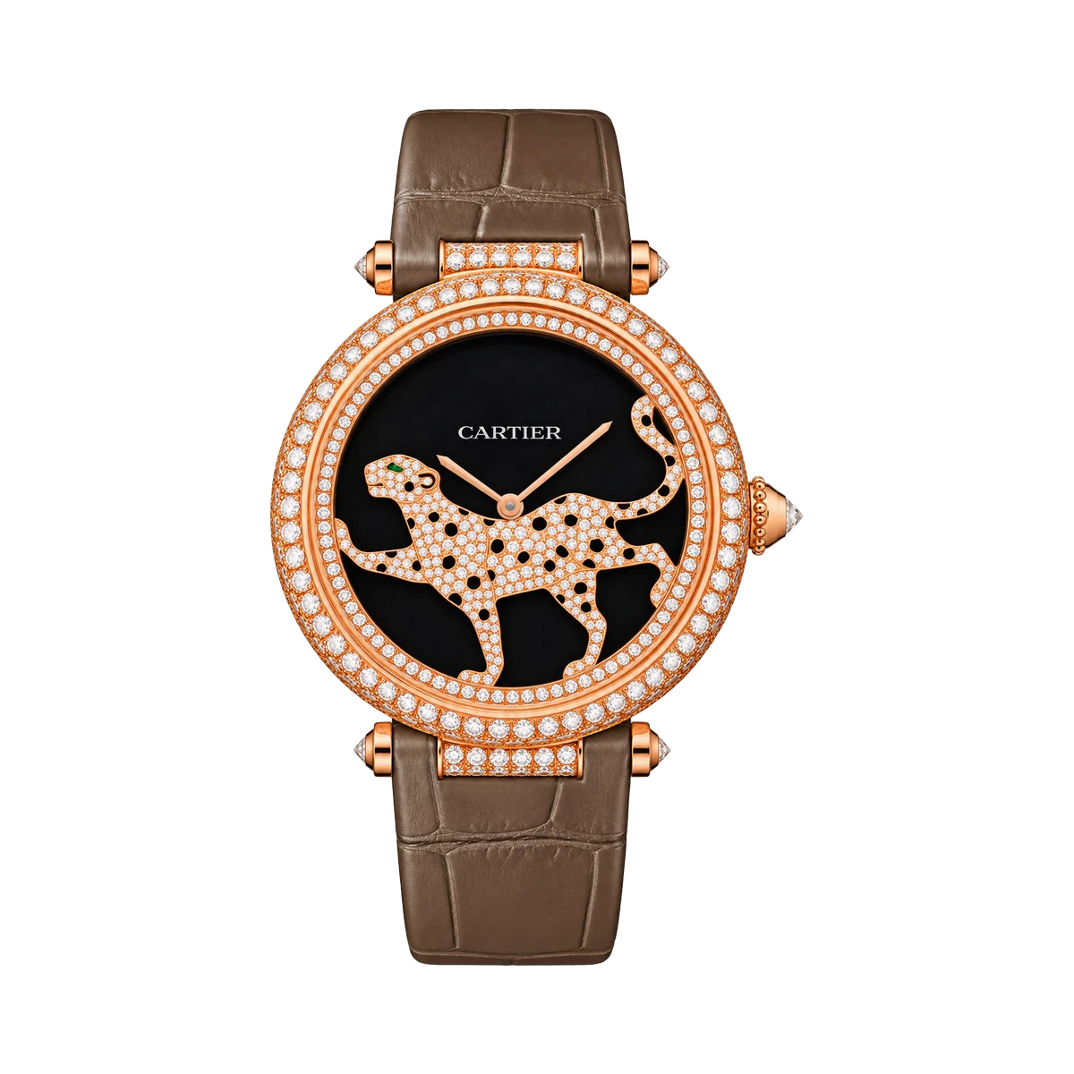 Cartier Promenade d'une Panthère HPI00684 Diamond Panther Black Dial Rose Gold