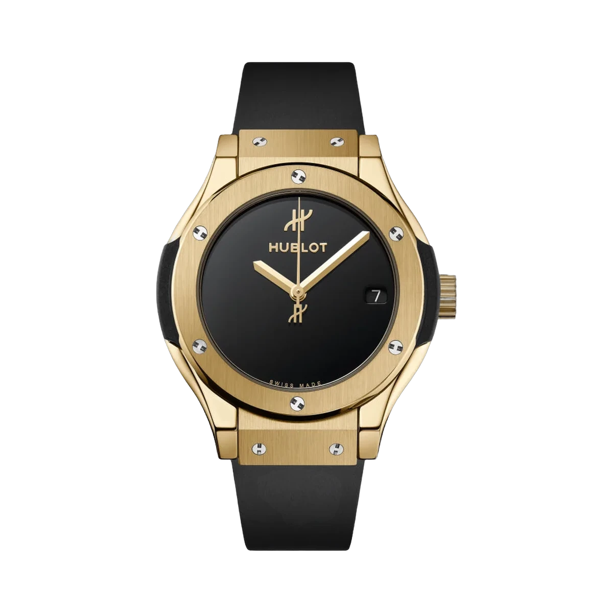 Hublot Classic Fusion 581.VX.1230.RX.MDM Yellow Gold 33mm Black Dial Ladies Watch