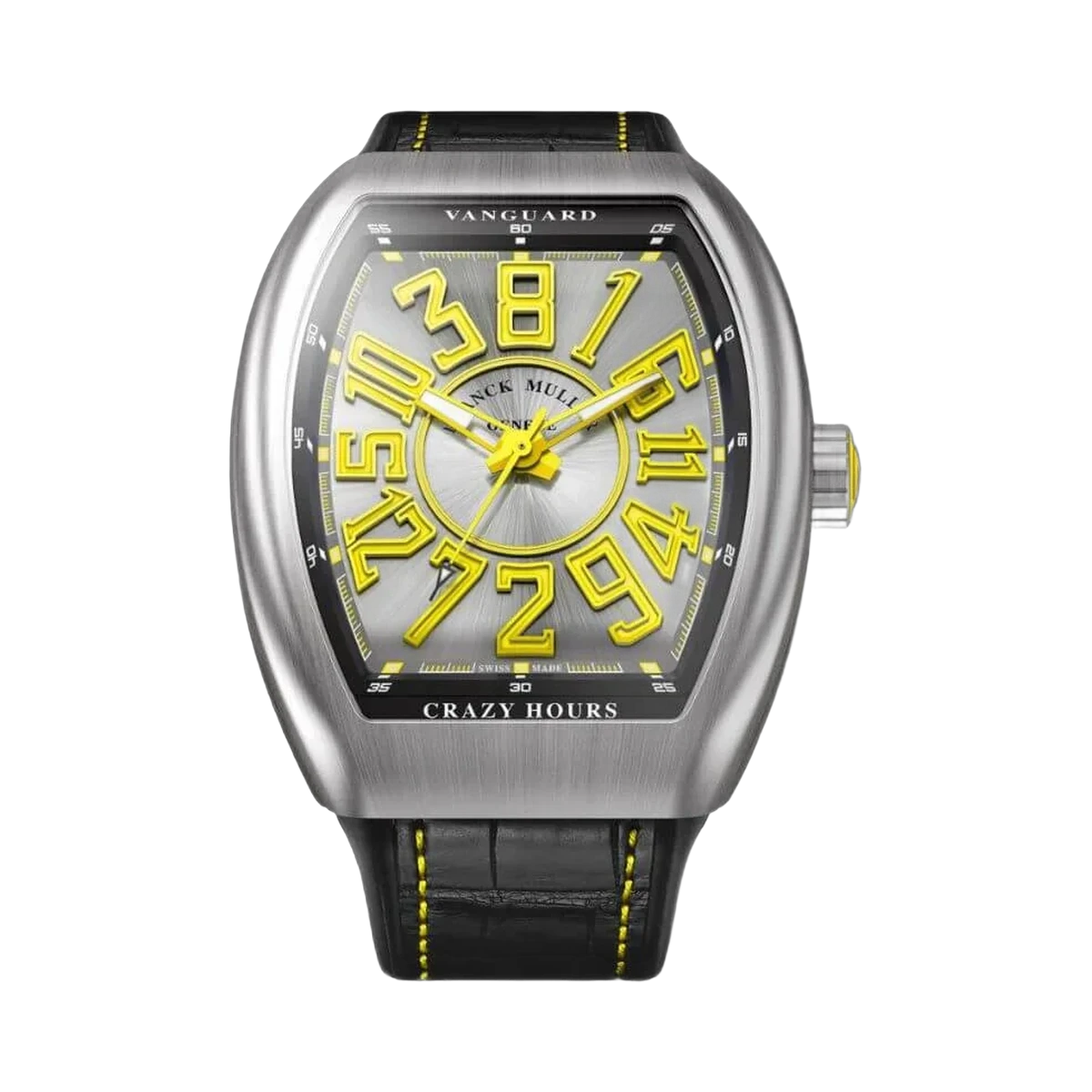 Franck Muller V 45 CH TT BR JA Vanguard Crazy Hours Armbanduhr für Herren mit gelbem Zifferblatt