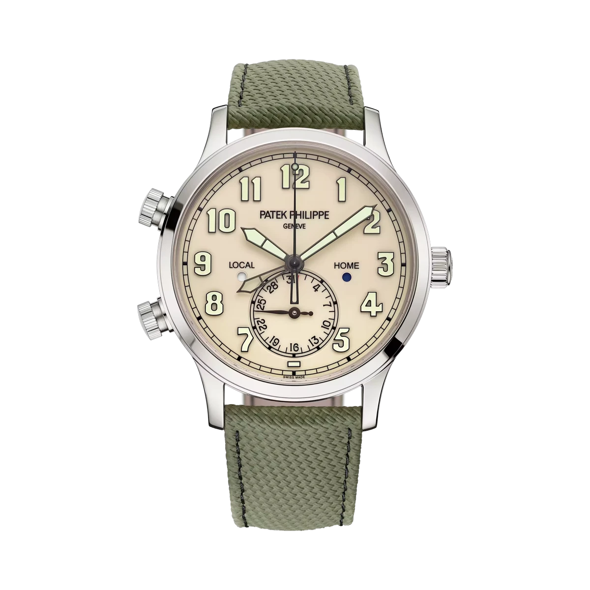 Patek Philippe Calatrava Complications 5524G-010 Pilot Travel Time White Gold 42mm Beige Dial Men's Watch