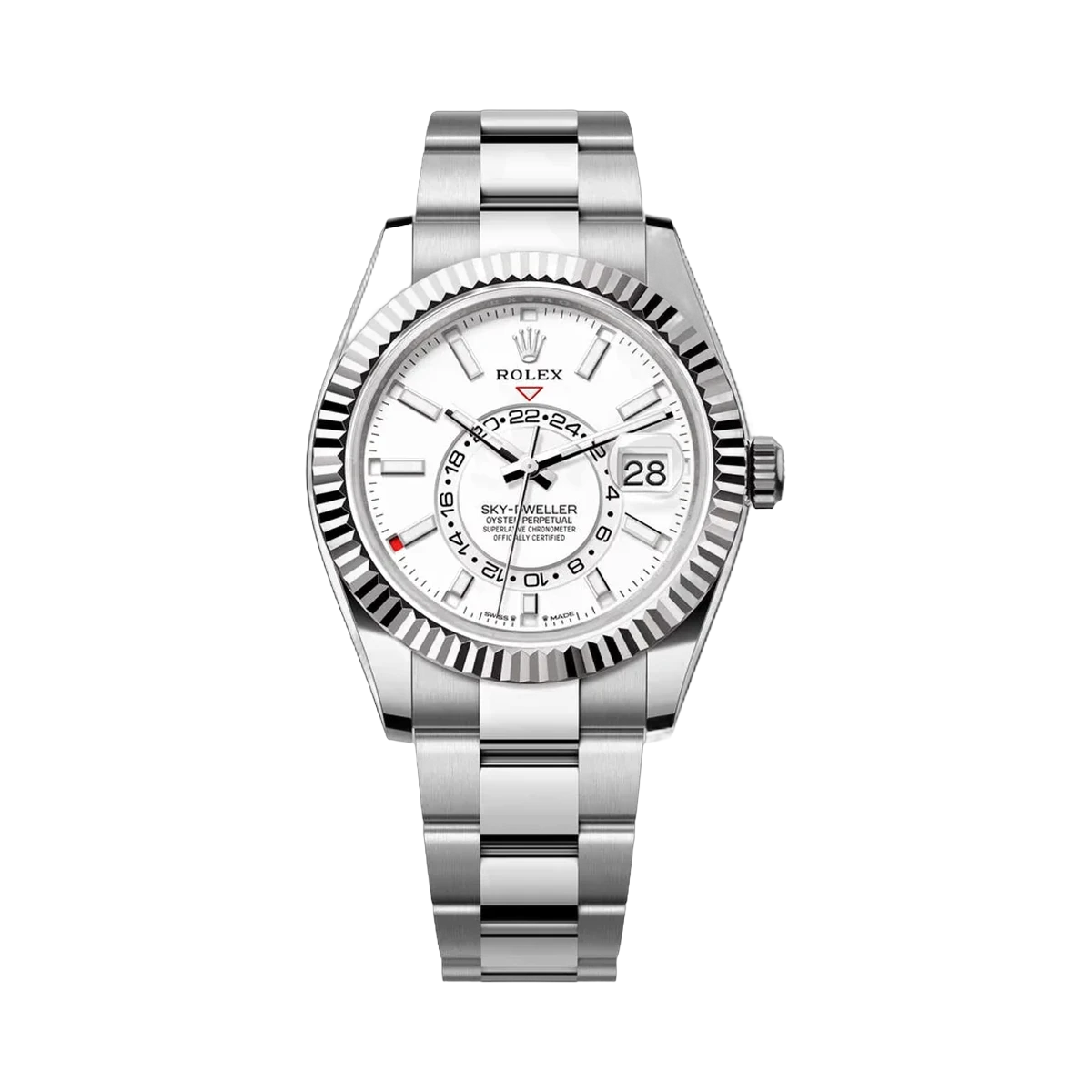 Rolex Sky Dweller 336934-0003 Steel & White Gold Fluted Bezel 42mm Men's Watch