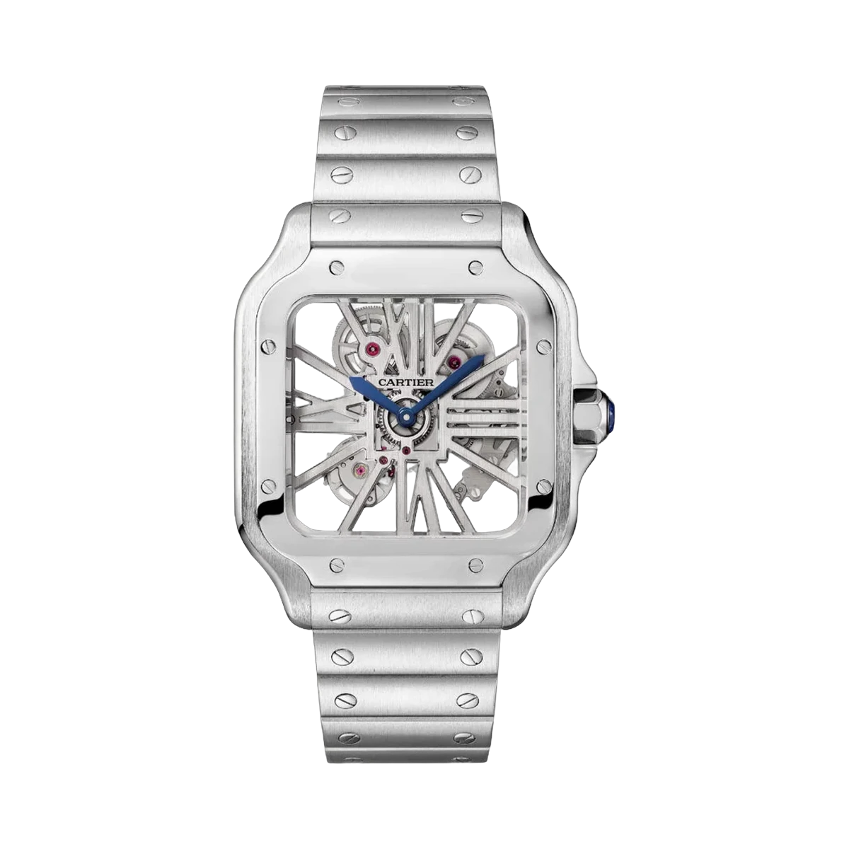 Cartier Santos De Cartier WHSA0015 Stainless Steel 39.7mm Skeleton Dial Men's Watch