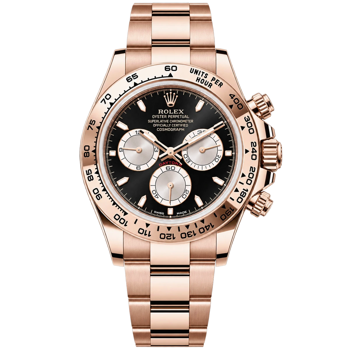 Rolex Cosmograph Daytona 126505-0001 علبة من الذهب الوردي ومينا سوداء