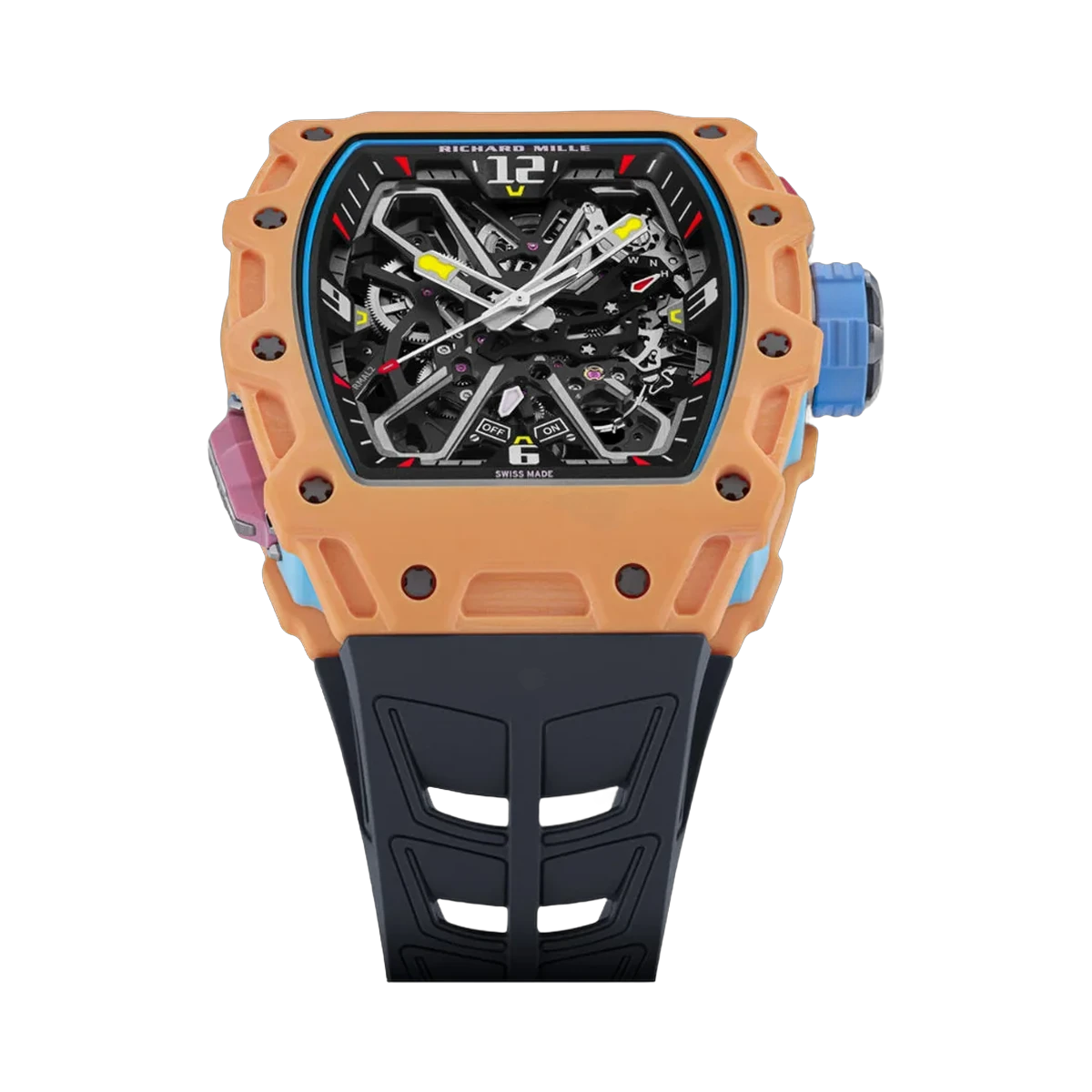 Richard Mille RM 35-03 Rafael Nadal Salmon Quartz TPT 43mm Skeleton Dial Men's Watch