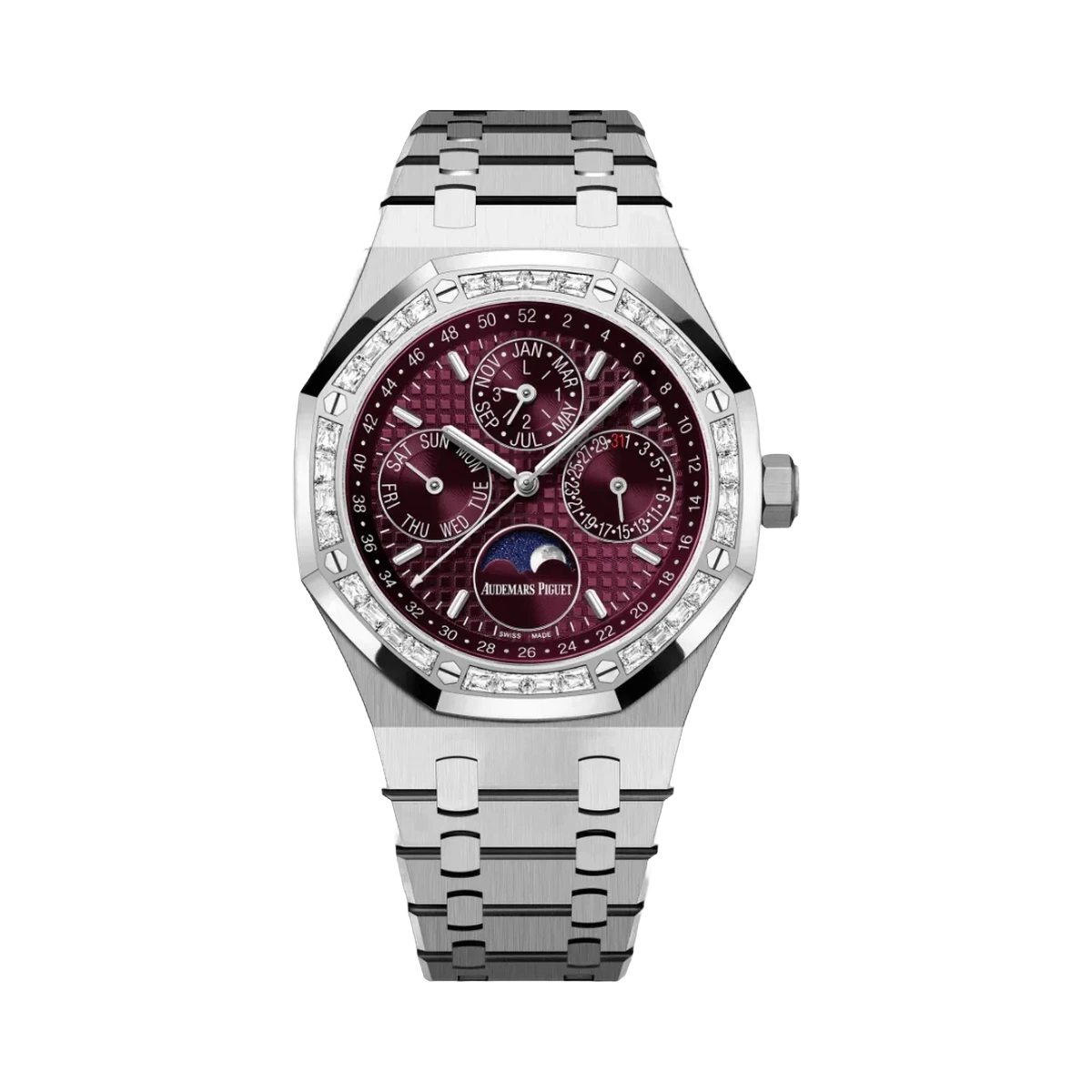 Audemars Piguet Royal Oak Perpetual Calendar 26598BC.ZZ.1220BC.01 „Special Edition“ Weißgold 41mm Burgunderrotes Zifferblatt Herrenuhr