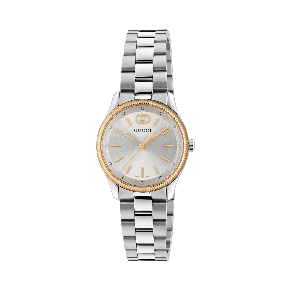 Gucci Gucci G-Timeless Silver Dial Rose Gold Bezel 29mm Watch YA1265070