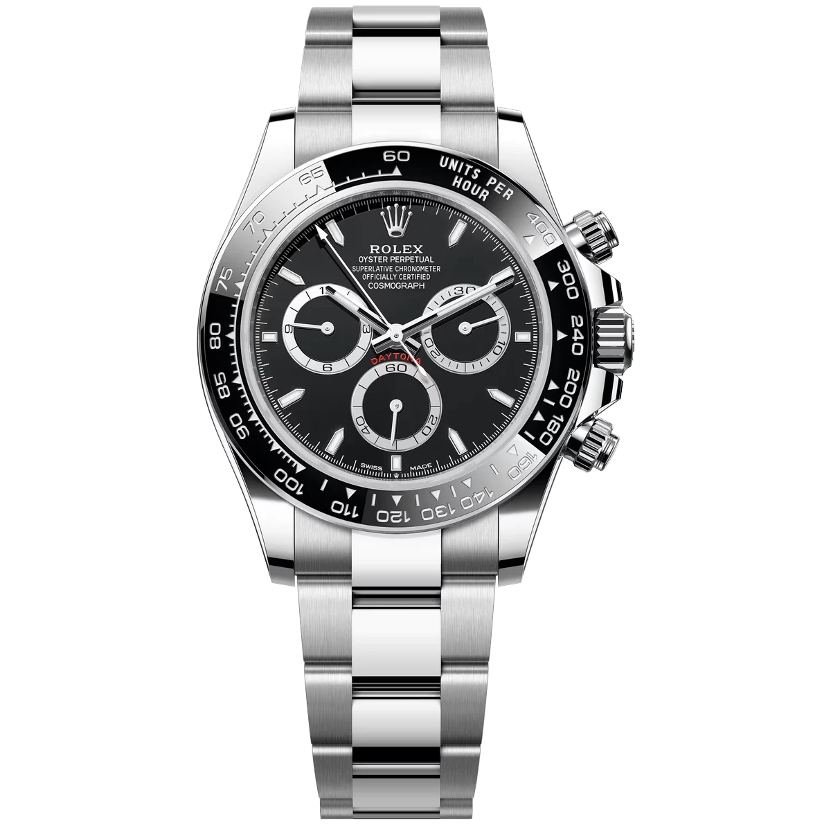 Rolex Cosmograph Daytona 126500LN-0002 Oystersteel إطارات عدادات متباينة مينا سوداء