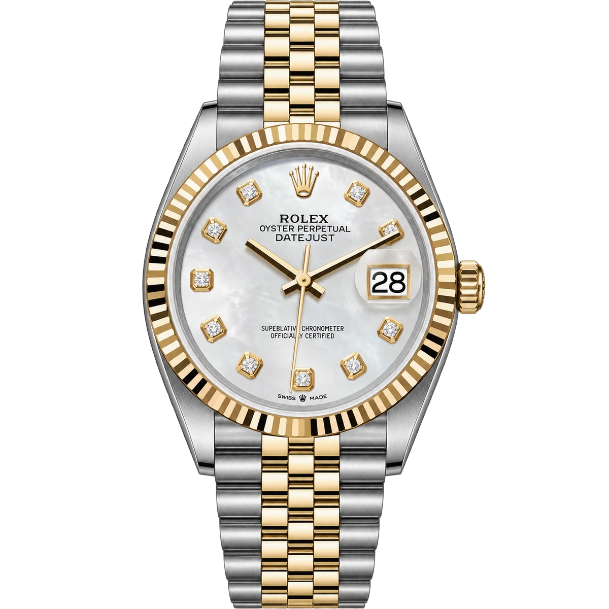 Rolex Datejust Automatic 126233-0023 Damenuhr 36mm Gelbgold Perlmutt Zifferblatt