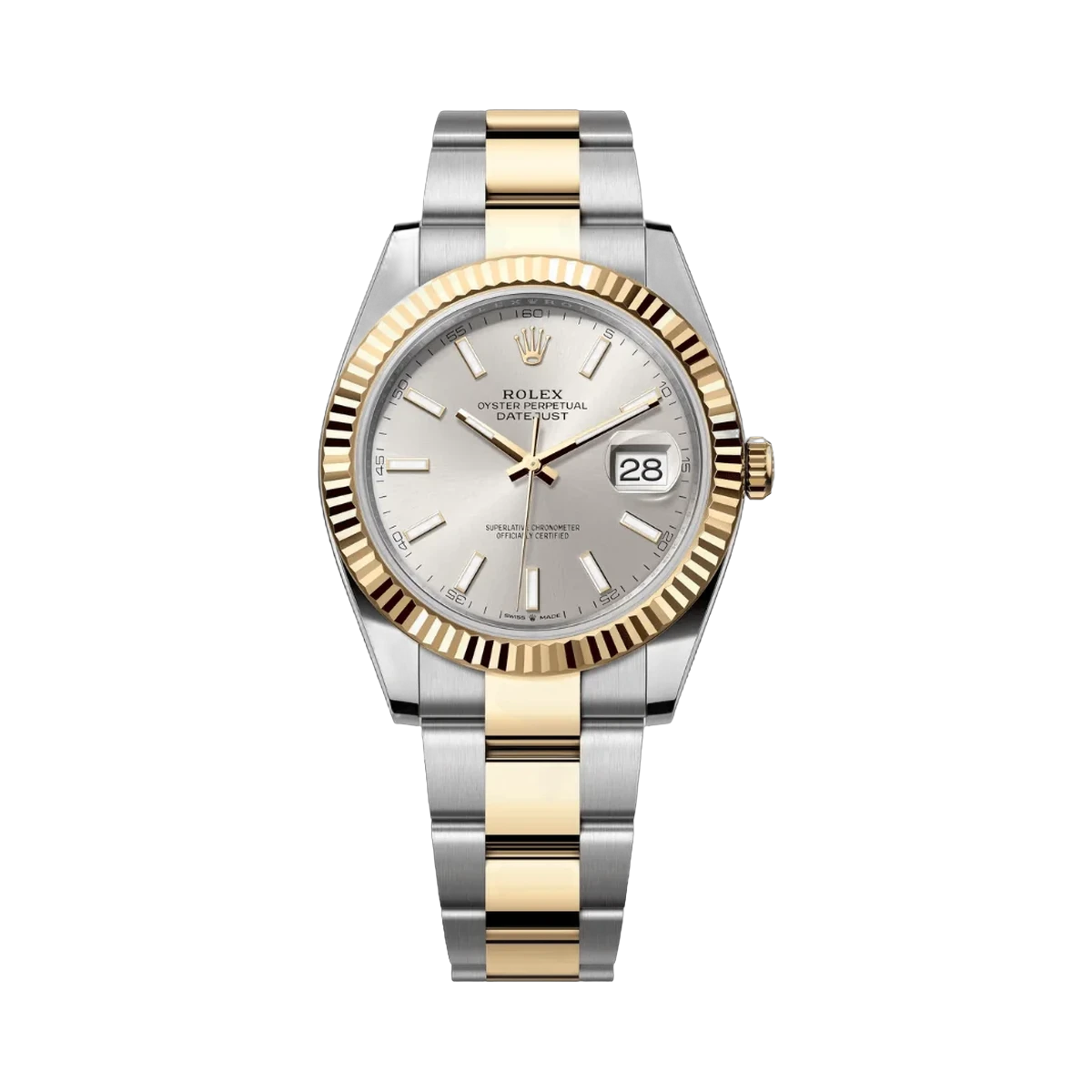 劳力士 Datejust 126333-0001 蚝式钢 18kt 黄金 41 毫米银色表盘男士手表