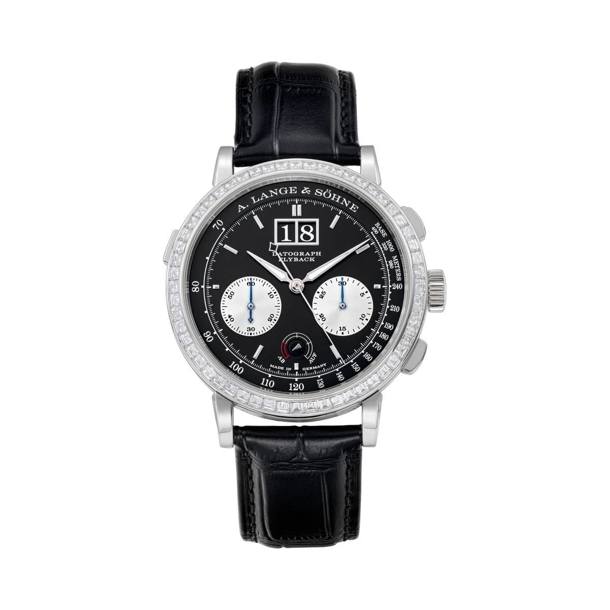 A. Lange & Sohne Lange 405.835 Platinum Datograph Baguette Diamonds Black Dial 41mm Men's Watch