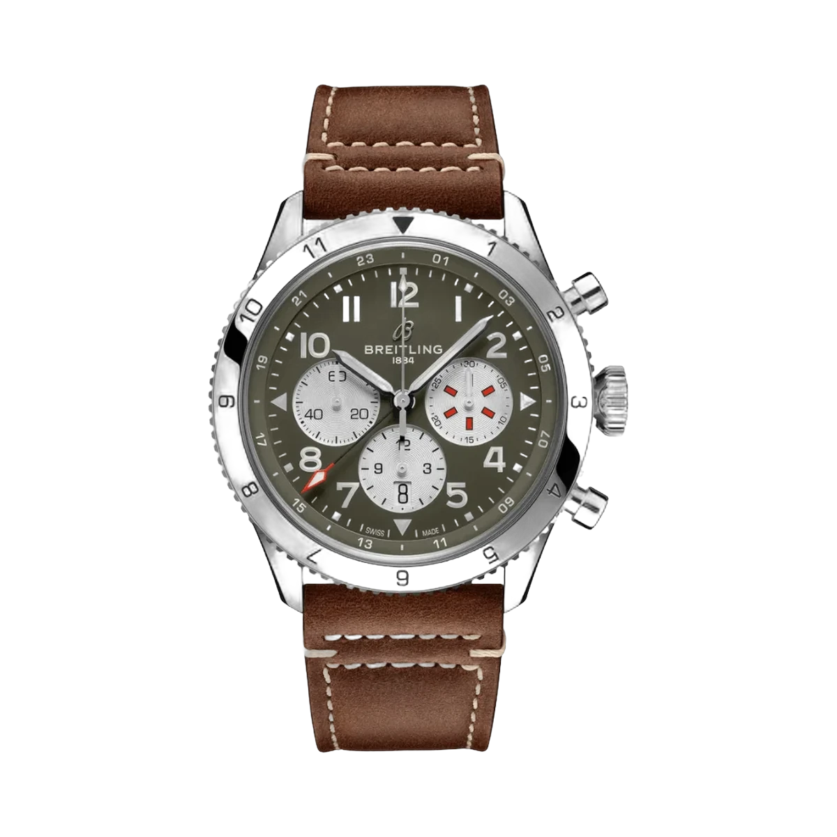 Breitling Super AVI B04 Chronograph AB04452A1L1X1 GMT Curtiss Warhawk 46mm Green Dial Mens Watch