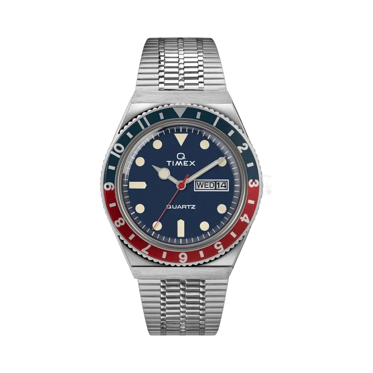 Timex Q Reissue TW2T80700ZV Stainless Steel Quartz Blue Dial Pepsi Bezel 38mm Men's Watch