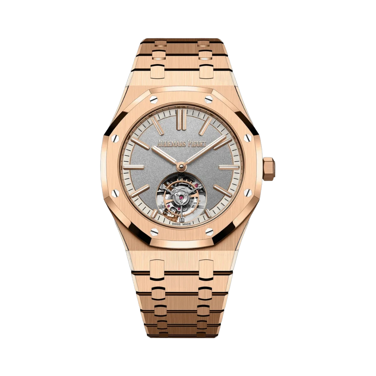 Audemars Piguet Royal Oak 26730OR.OO.1320OR.05 Flying Tourbillon Pink Rose Gold 41mm Gray Dial Mens Watch