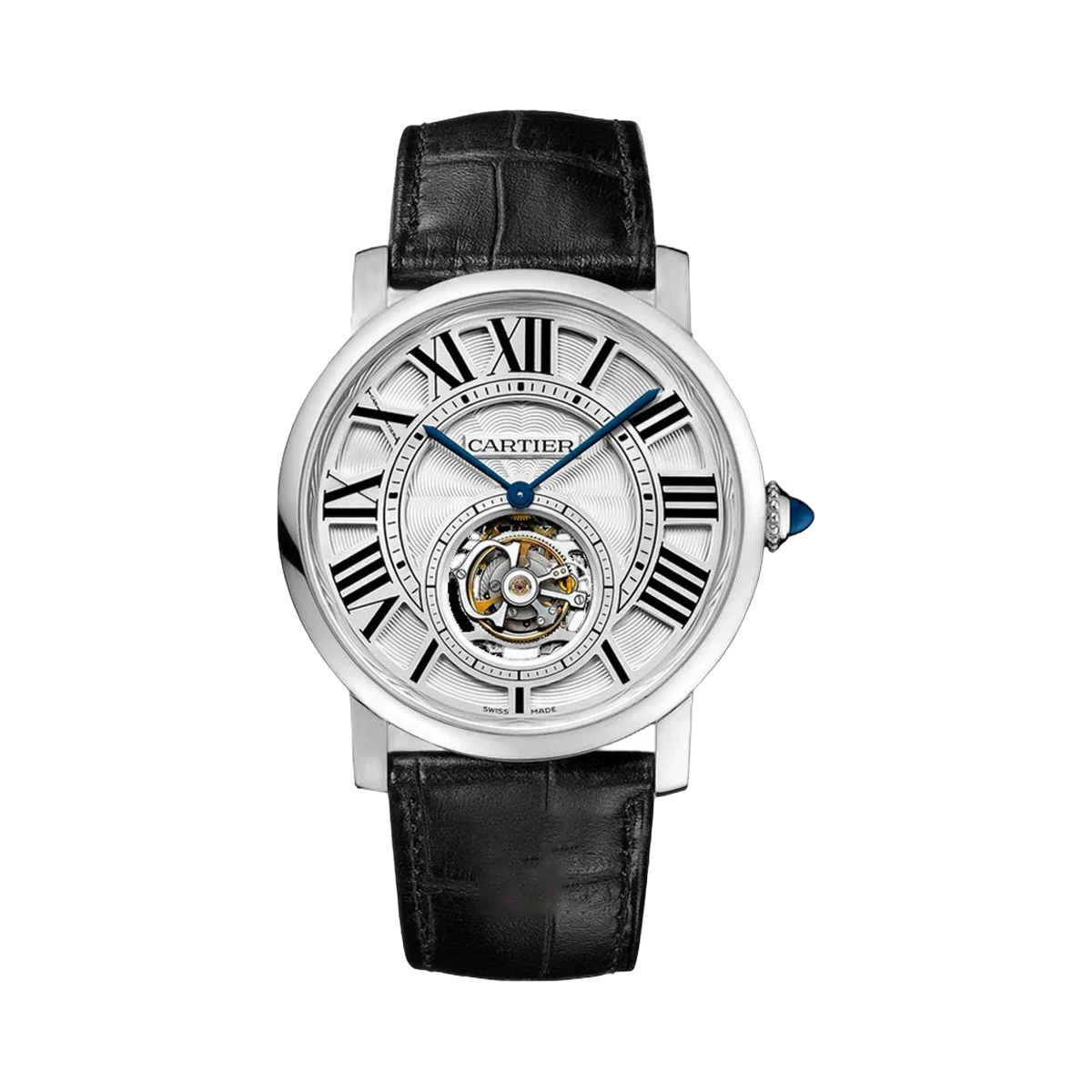卡地亚 Rotonde De Cartier W1556216 飞行陀飞轮白金 40 毫米银色罗马表盘男士手表