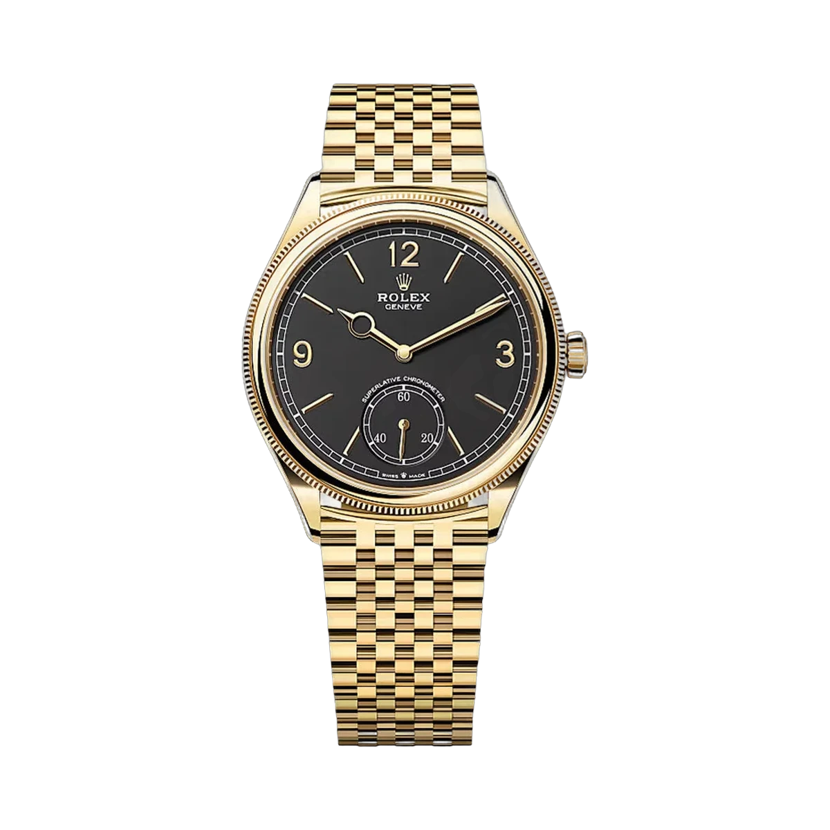 Rolex Perpetual 1908 - 52508-0007 Yellow Gold Settimo Bracelet Black Dial 39mm Unisex Watch