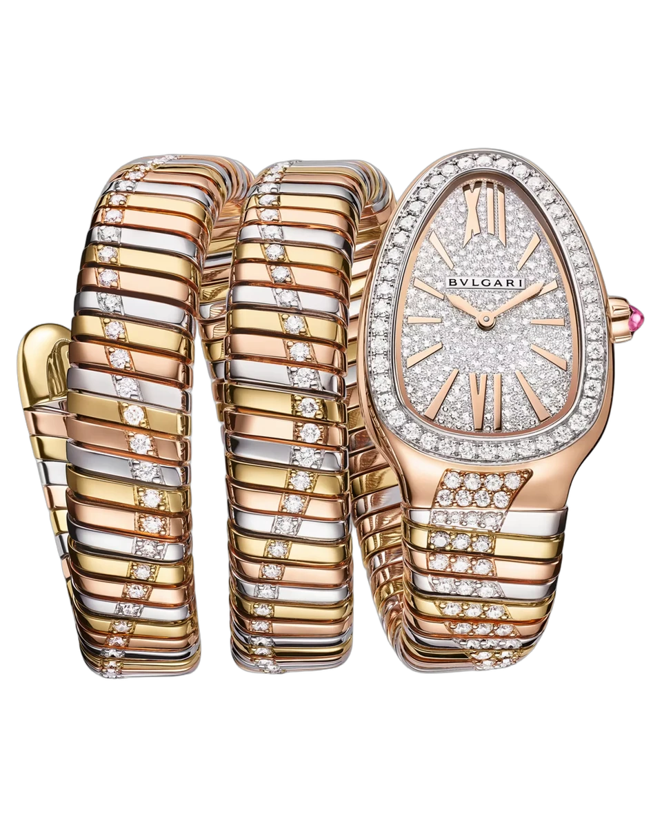 Bvlgari Serpenti Tubogas Pave Diamond 104096 35MM 18K Rose Gold