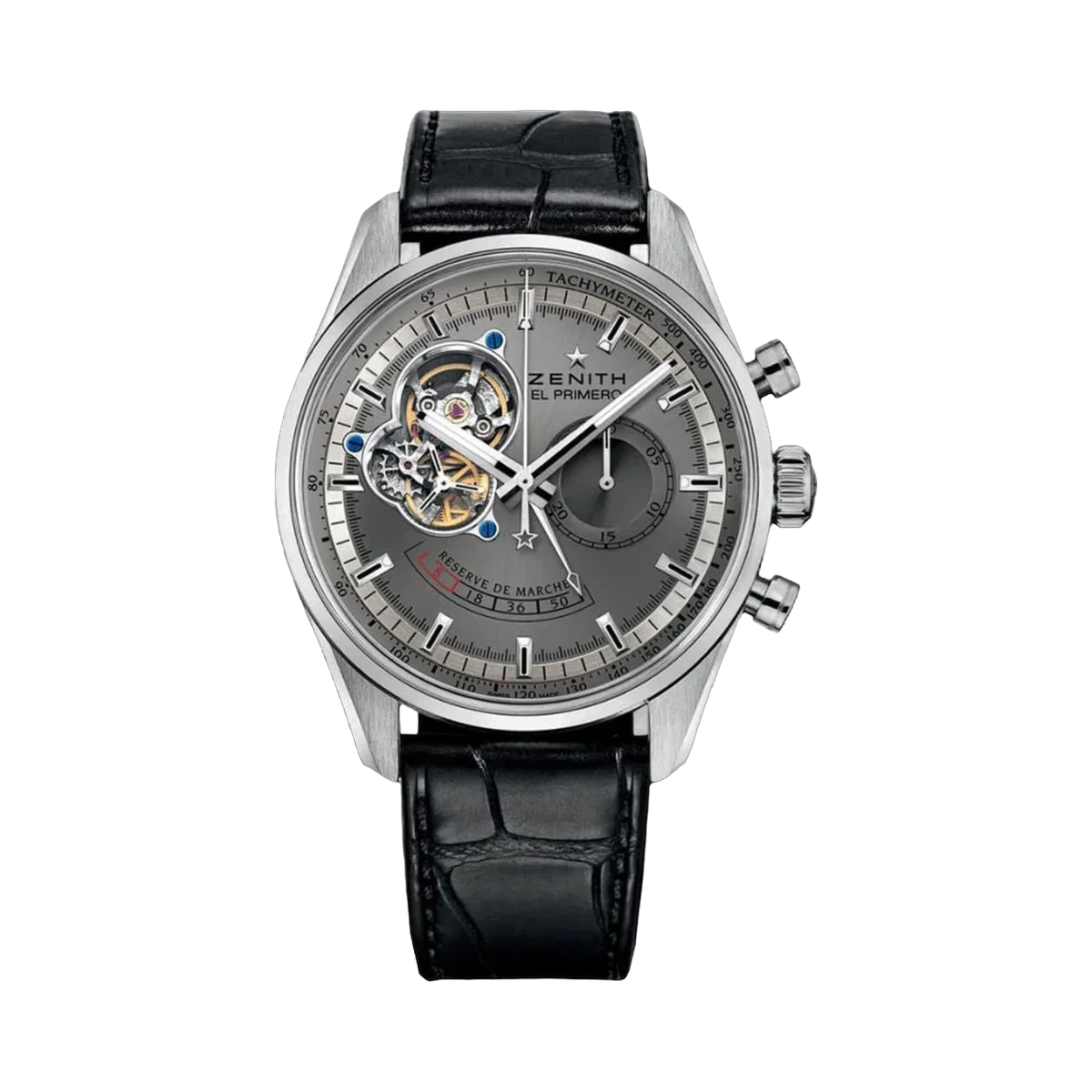 ساعة Zenith Chronomaster 40.2082.4021/91.C496 El Primero قلب مفتوح احتياطي الطاقة مينا رمادية