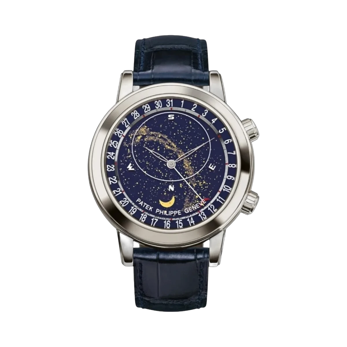 百达翡丽 Grand Complications Celestial 6103G-001 白金钻石表圈 44 毫米蓝色表盘男士手表
