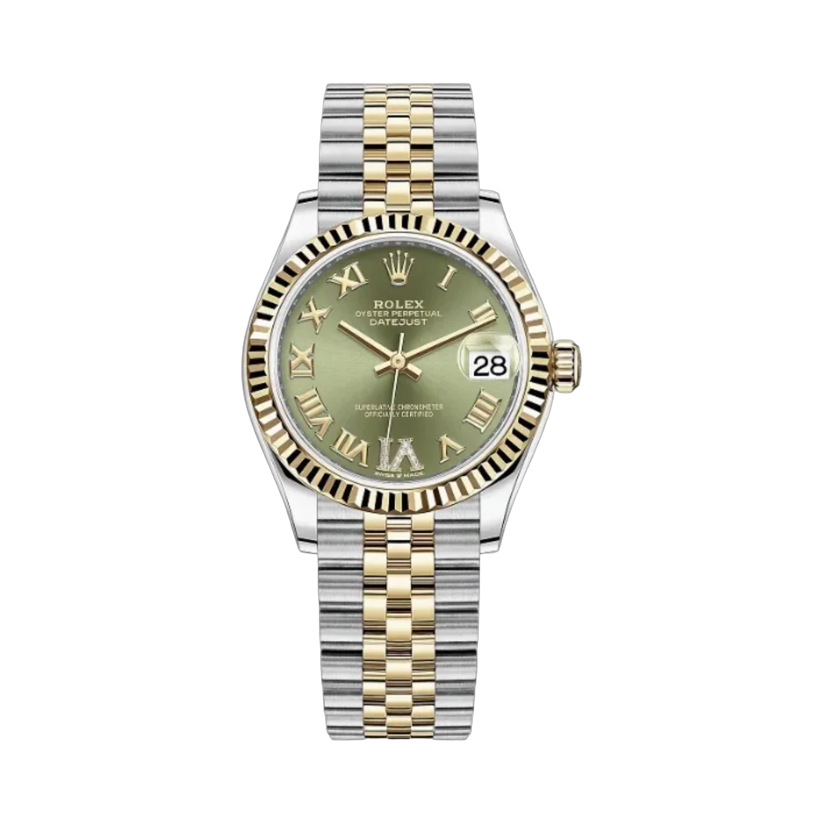 Rolex Datejust 278273 0016 Olive Green Diamond Set Jubilee 31mm Ladies Watch