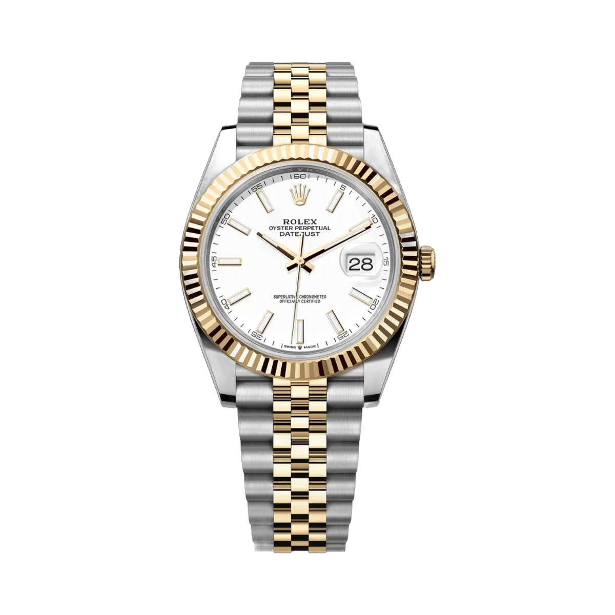Rolex Datejust 126333-0016 Oystersteel 18kt Yellow Gold 41mm White Dial Mens Watch