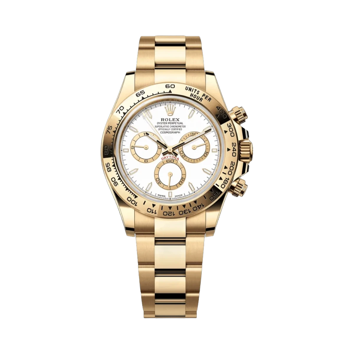 Rolex Cosmograph Daytona 126508-0001 18 Karat Gelbgold Weißes Zifferblatt