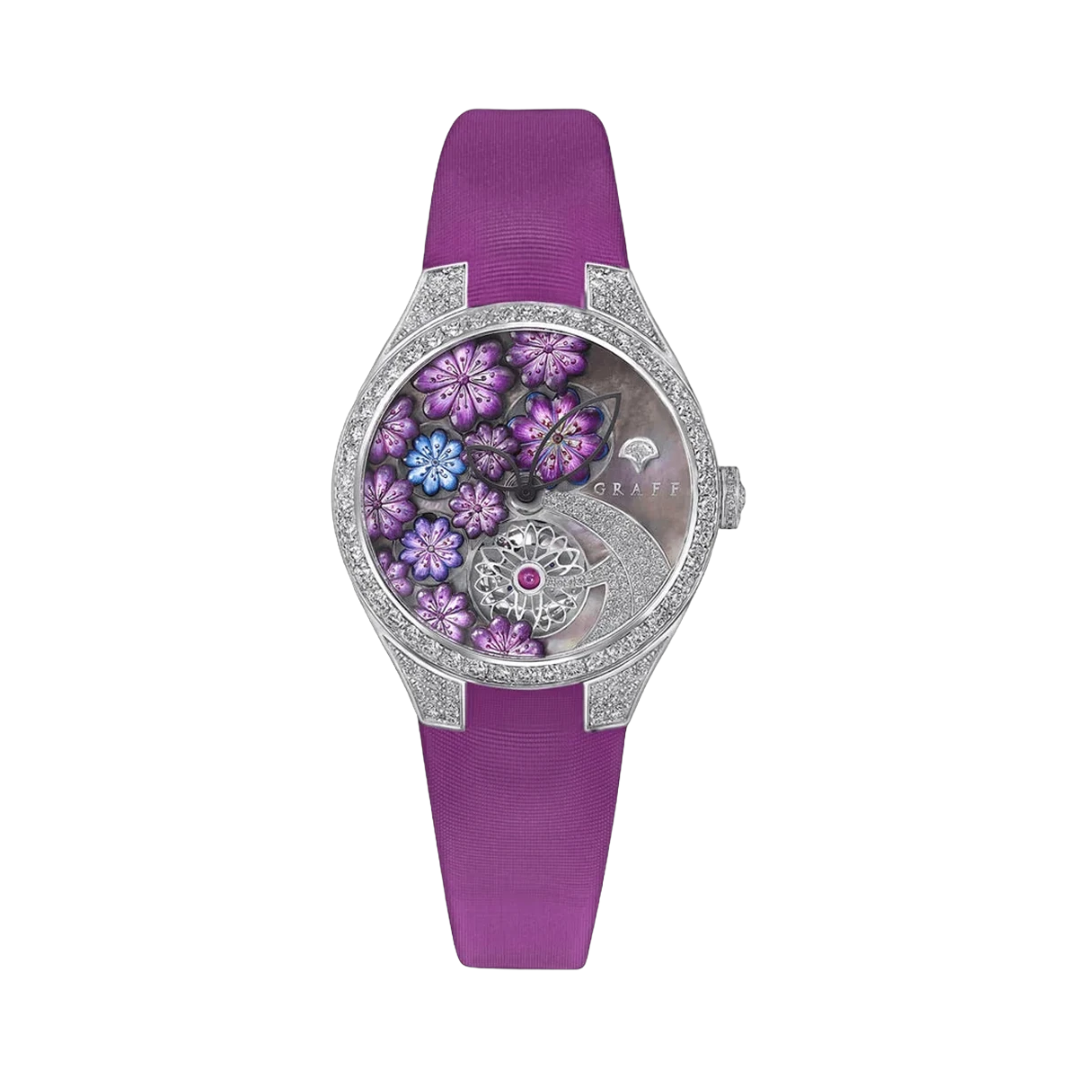 Graff MasterGraff Technical Floral MGFA37WGSLDMPT White Gold 37mm MOP Purple Dial Ladies Watch