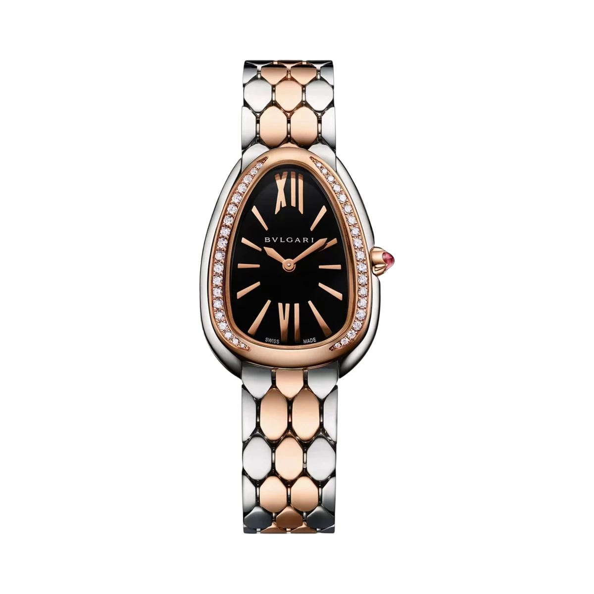 Bvlgari Serpenti Seduttori Black Opaline 103951 33MM Steel and Rose Gold