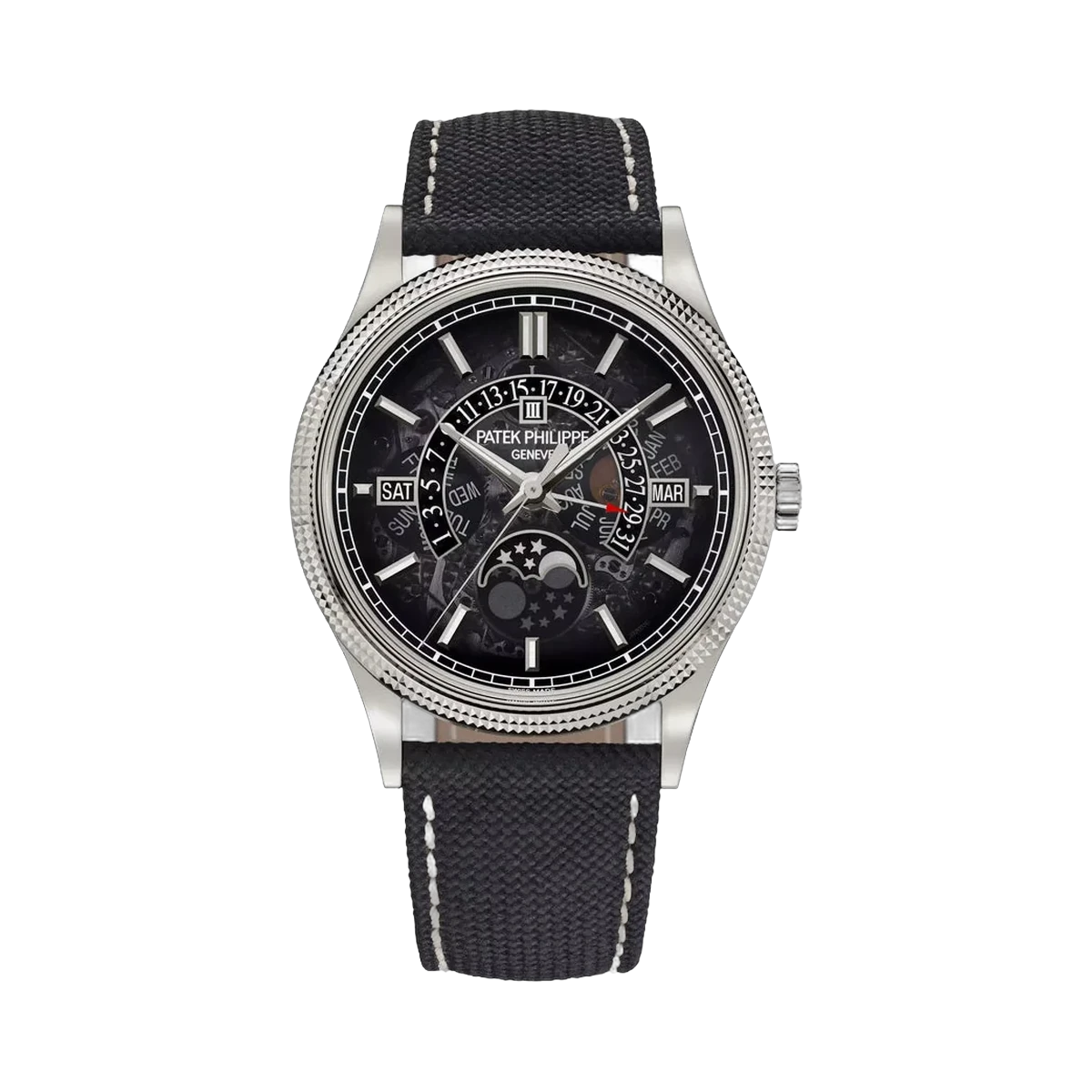 Patek Philippe Grand Complications 6159G-001 Perpetual Calendar Moon Phases White Gold Smoked Sapphire Dial 39.5mm Men's Watch