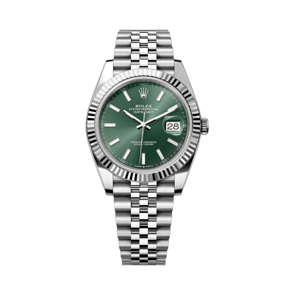 Rolex Datejust 41 Oyster Perpetual 126334-0028 White Gold 41mm Mint Green Dial Mens Watch