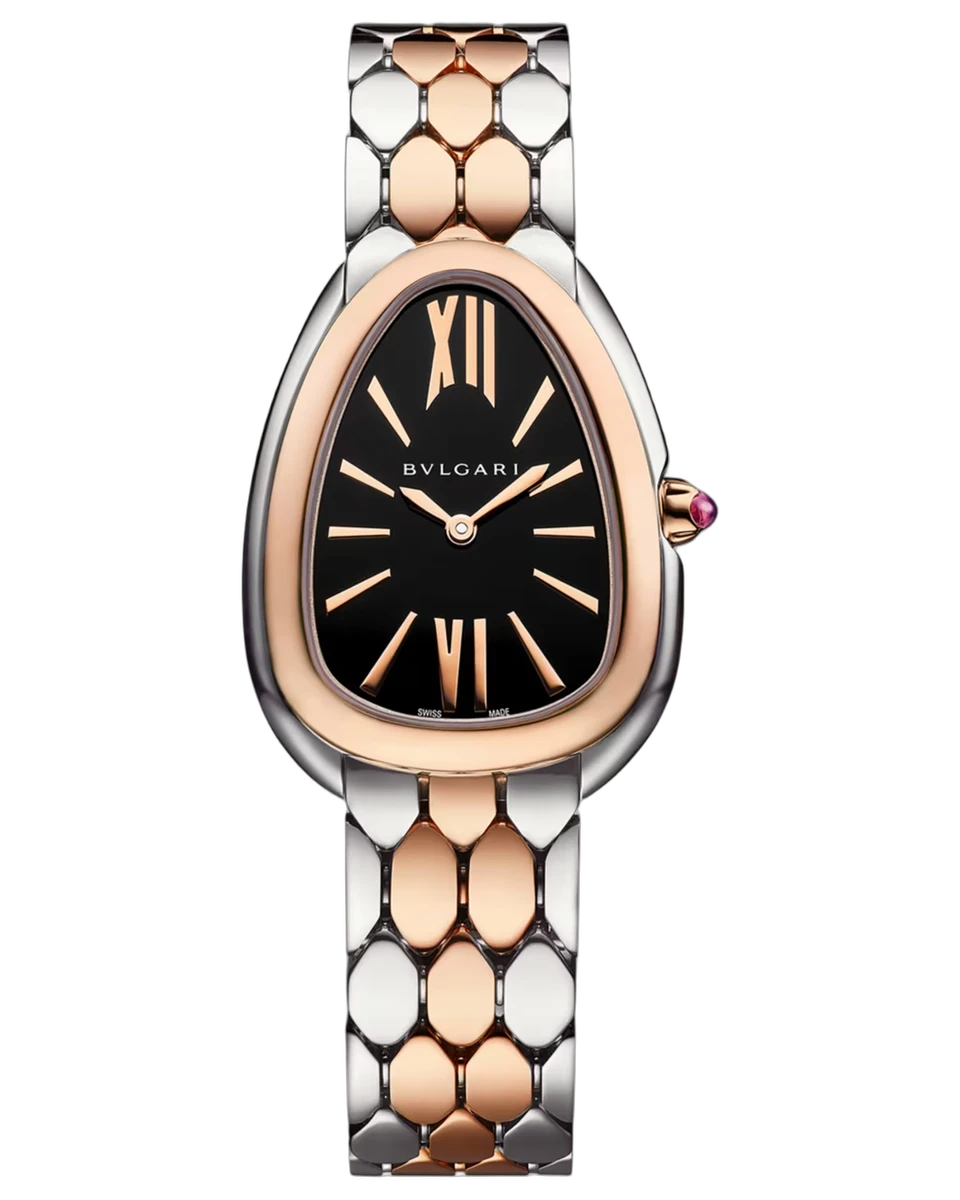Bvlgari Serpenti Seduttori Black Opaline 103959 33MM Steel and Rose Gold