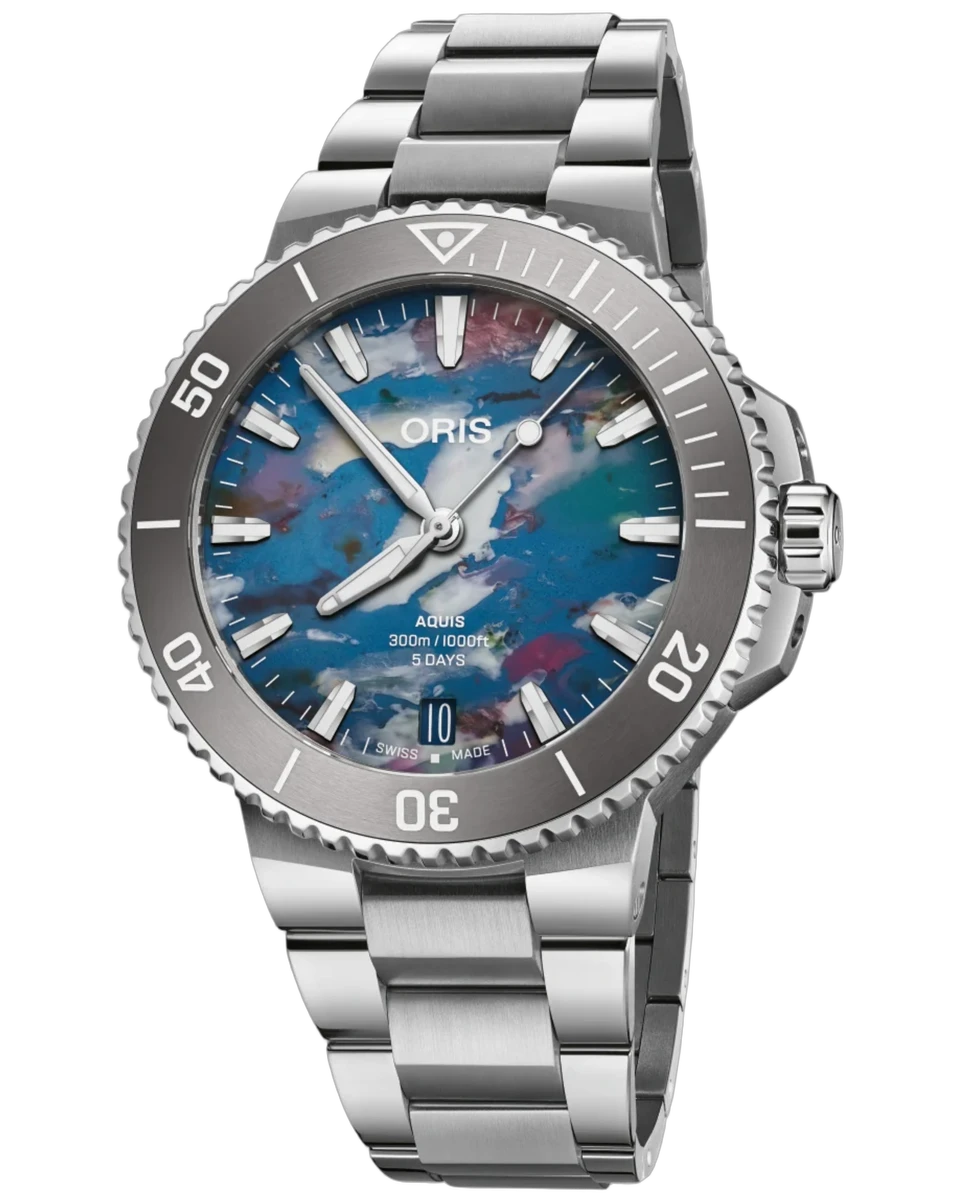 Oris Aquis Date Upcycle Calibre 400 Blue Dial 40077904150-0782302PEB 43.5mm Stainless Steel