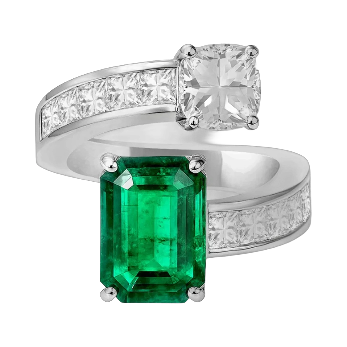 Opulent Emerald & Diamond Ring- R34R,Total Wt - 9.42gm