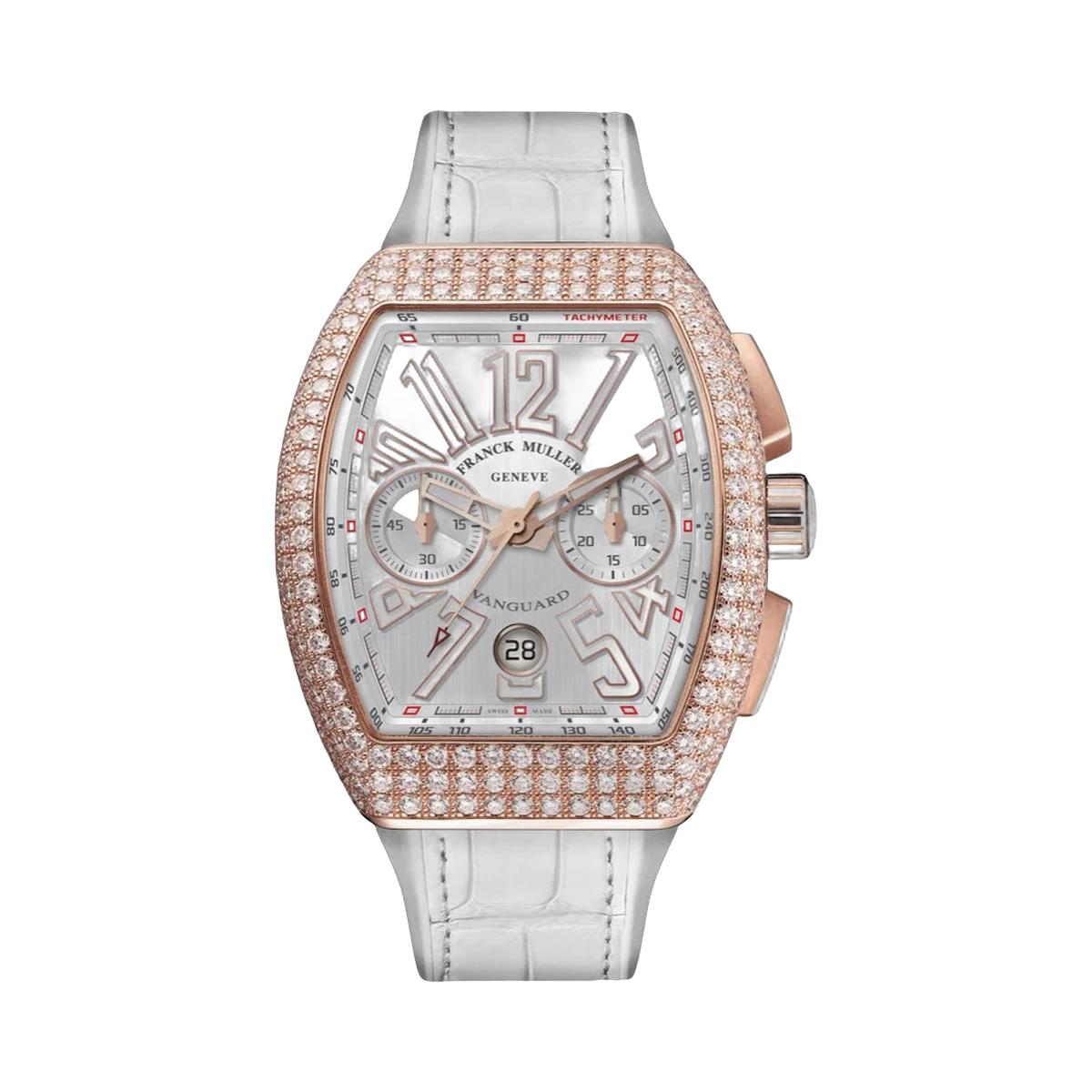 Franck Muller Vanguard V 45 CC DT D 5N BC 5N Roségold 45mm Herrenuhr mit weißem Zifferblatt