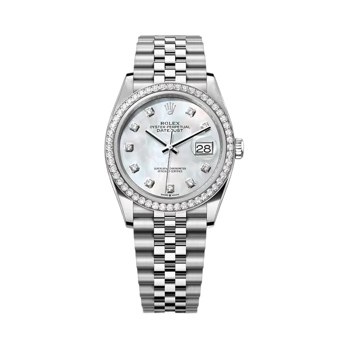 劳力士 Datejust 126284RBR-0011 白金 MOP 表盘 36 毫米女士手表