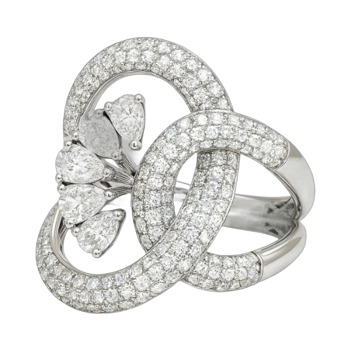 ROUND-PEAR RING-HRD-F-G/VVS-VS 1.76 CTS- A31R,Total Wt -6.52gm