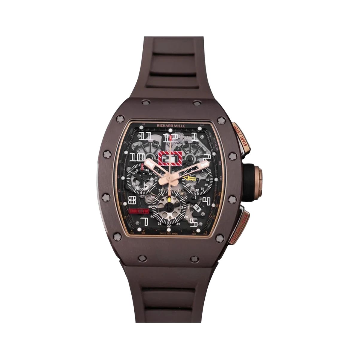 Richard Mille RM 011 AO RG NS Felipe Massa Brown Silicon Nitride with Rose Gold & Titanium 40mm Skeleton Dial Men's Watch