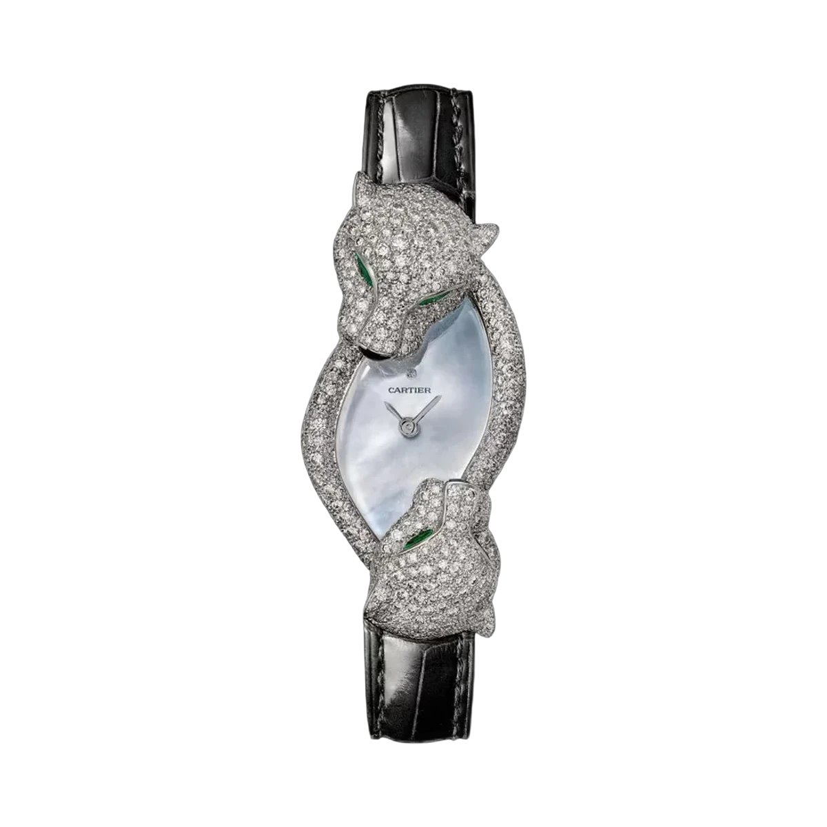 Cartier Panthère Crash HPI01477 Rhodiniertes Weißgold Diamanten 45mm Perlmuttzifferblatt Damen Uhr