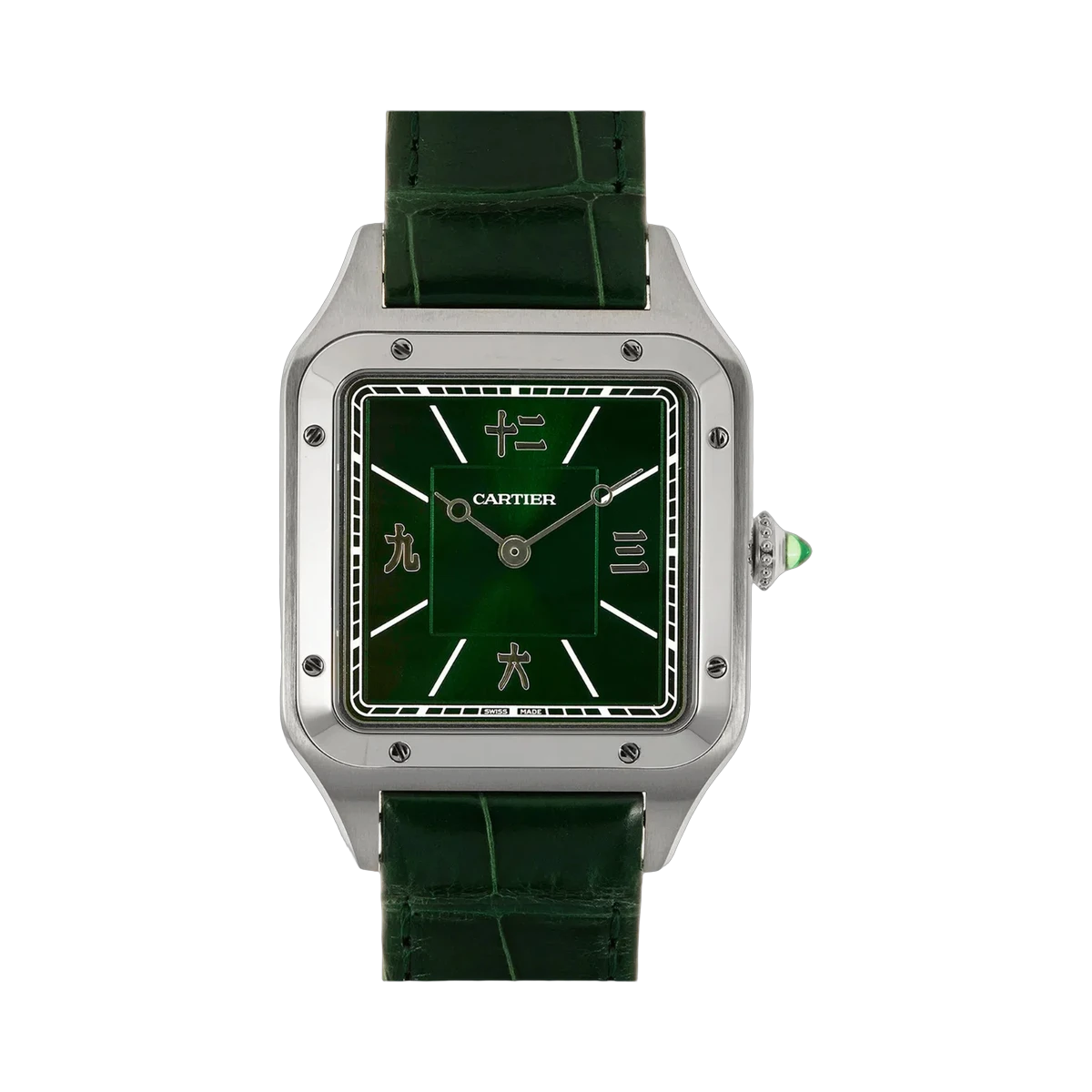 Cartier Santos Dumont WSSA0066 Les Flaneurs Green Dial 31.4x43.5mm Stainless Steel